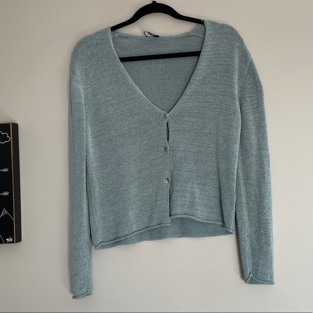 EILEEN FISHER silk blend blue cardigan sweater SM
